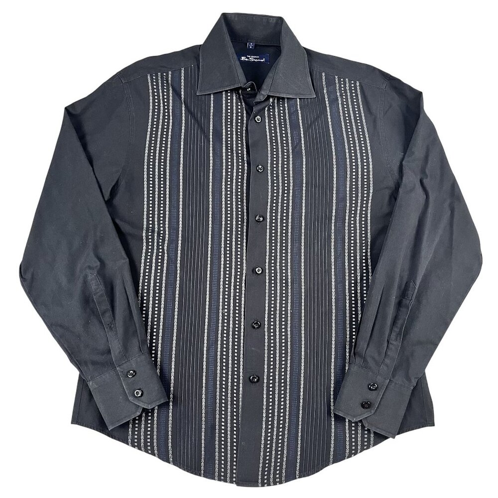 Ben Sherman Mens Black & Geometric Button Downβ Shirt Sz Medium